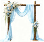 Wedding Arch Draping Fabric 29" x 18 FT Baby Blue Sheer Chiffon Outdoor Curtain Drapes for Wedding Birthday