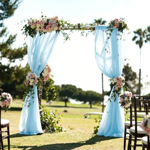 Wedding Arch Draping Fabric 29" x 18 FT Baby Blue Sheer Chiffon Outdoor Curtain Drapes for Wedding Birthday, alternate view 4
