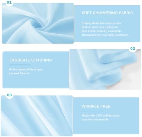Wedding Arch Draping Fabric 29" x 18 FT Baby Blue Sheer Chiffon Outdoor Curtain Drapes for Wedding Birthday, alternate view 6