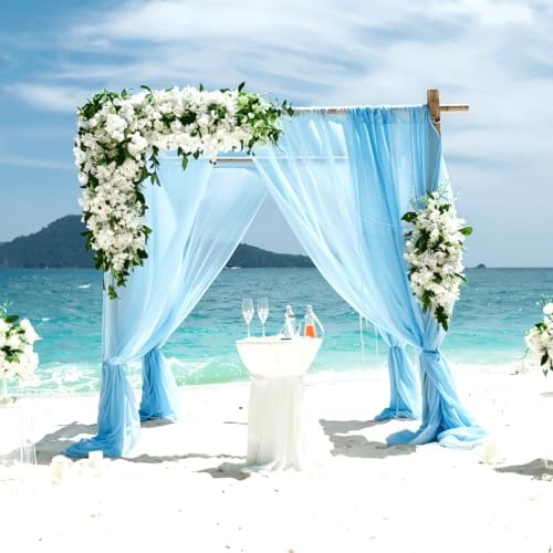 Wedding Arch Draping Fabric 29" x 18 FT Baby Blue Sheer Chiffon Outdoor Curtain Drapes for Wedding Birthday, alternate view 2
