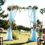 Wedding Arch Draping Fabric 29" x 18 FT Baby Blue Sheer Chiffon Outdoor Curtain Drapes for Wedding Birthday, alternate view 3