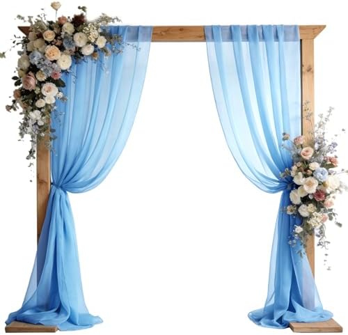 Wedding Arch Draping Fabric 29" x 18 FT Blue Sheer Chiffon Outdoor Curtain Drapes for Wedding Birthday Party
