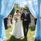 Wedding Arch Draping Fabric 29" x 18 FT Blue Sheer Chiffon Outdoor Curtain Drapes for Wedding Birthday Party, alternate view