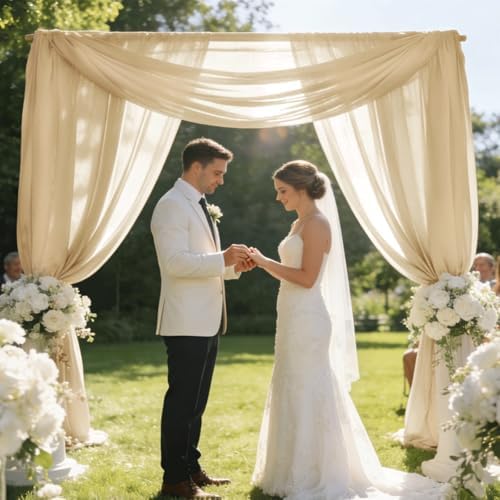 Wedding Arch Draping Fabric 29" x 18 FT Champagne Sheer Chiffon Outdoor Curtain Drapes for Wedding Birthday, alternate view 2