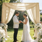 Wedding Arch Draping Fabric 29" x 18 FT Champagne Sheer Chiffon Outdoor Curtain Drapes for Wedding Birthday, alternate view 2