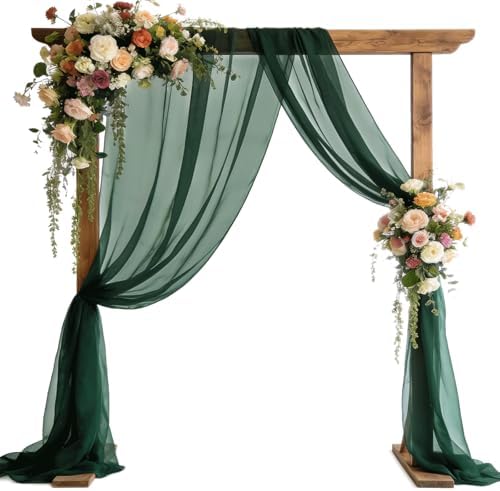 Wedding Arch Draping Fabric 29" x 18 FT Dark Green Sheer Chiffon Outdoor Curtain Drapes for Wedding Birthday