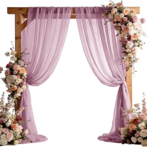 Wedding Arch Draping Fabric 29" x 18 FT Dusty Rose Sheer Chiffon Outdoor Curtain Drapes for Wedding Birthday