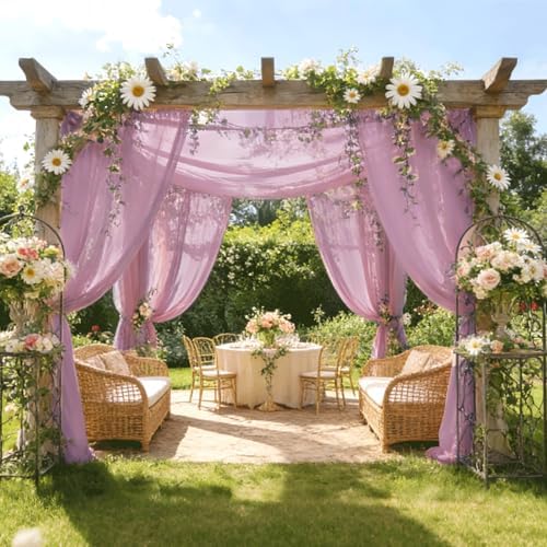 Wedding Arch Draping Fabric 29" x 18 FT Dusty Rose Sheer Chiffon Outdoor Curtain Drapes for Wedding Birthday, alternate view