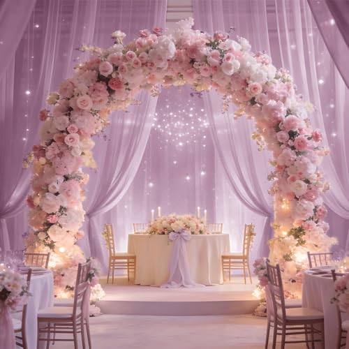 Wedding Arch Draping Fabric 29" x 18 FT Dusty Rose Sheer Chiffon Outdoor Curtain Drapes for Wedding Birthday, alternate view
