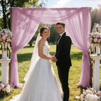 Wedding Arch Draping Fabric 29" x 18 FT Dusty Rose Sheer Chiffon Outdoor Curtain Drapes for Wedding Birthday, alternate view