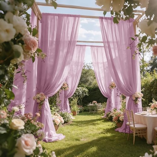 Wedding Arch Draping Fabric 29" x 18 FT Dusty Rose Sheer Chiffon Outdoor Curtain Drapes for Wedding Birthday, alternate view