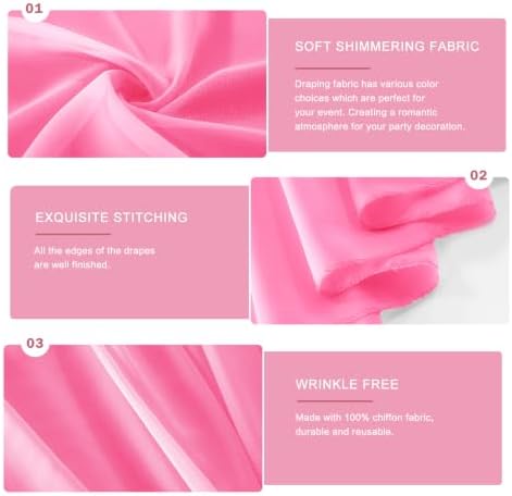 Wedding Arch Draping Fabric 29" x 18 FT Fuchsia Sheer Chiffon Outdoor Curtain Drapes for Wedding Birthday Party, alternate