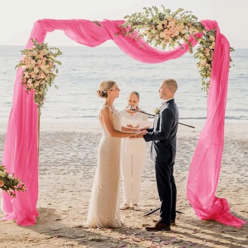 Wedding Arch Draping Fabric 29" x 18 FT Fuchsia Sheer Chiffon Outdoor Curtain Drapes for Wedding Birthday Party, alternate