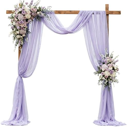 Wedding Arch Draping Fabric 29" x 18 FT Lavender Sheer Chiffon Outdoor Curtain Drapes for Wedding Birthday Party