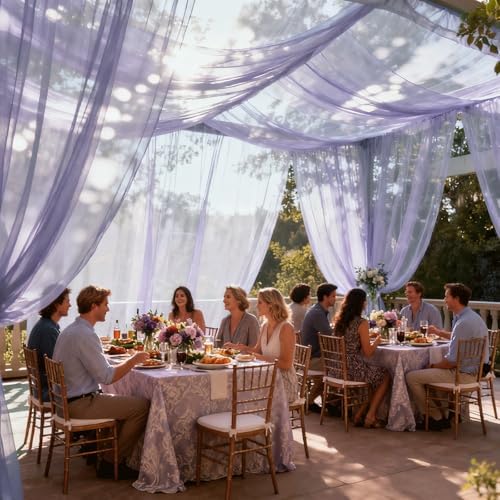 Wedding Arch Draping Fabric 29" x 18 FT Lavender Sheer Chiffon Outdoor Curtain Drapes for Wedding Birthday Party, alternate
