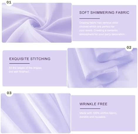 Wedding Arch Draping Fabric 29" x 18 FT Lavender Sheer Chiffon Outdoor Curtain Drapes for Wedding Birthday Party, alternate