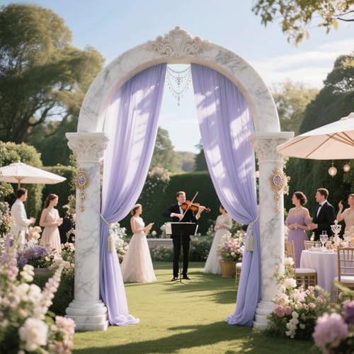 Wedding Arch Draping Fabric 29" x 18 FT Lavender Sheer Chiffon Outdoor Curtain Drapes for Wedding Birthday Party, alternate