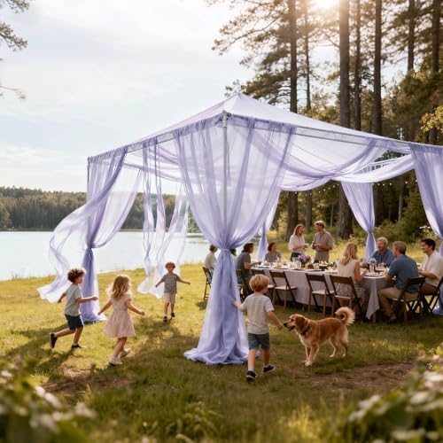 Wedding Arch Draping Fabric 29" x 18 FT Lavender Sheer Chiffon Outdoor Curtain Drapes for Wedding Birthday Party, alternate