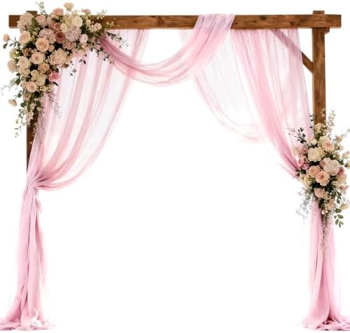 Wedding Arch Draping Fabric 29" x 18 FT Light Pink Sheer Chiffon Outdoor Curtain Drapes for Wedding Birthday