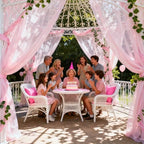 Wedding Arch Draping Fabric 29" x 18 FT Light Pink Sheer Chiffon Outdoor Curtain Drapes for Wedding Birthday, alternate view