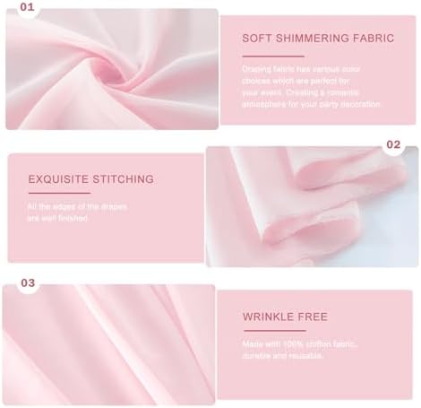 Wedding Arch Draping Fabric 29" x 18 FT Light Pink Sheer Chiffon Outdoor Curtain Drapes for Wedding Birthday, alternate view