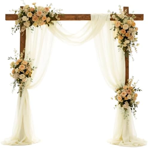 Wedding Arch Draping Fabric 29" x 18 FT Light Yellow Sheer Chiffon Outdoor Curtain Drapes for Wedding Birthday