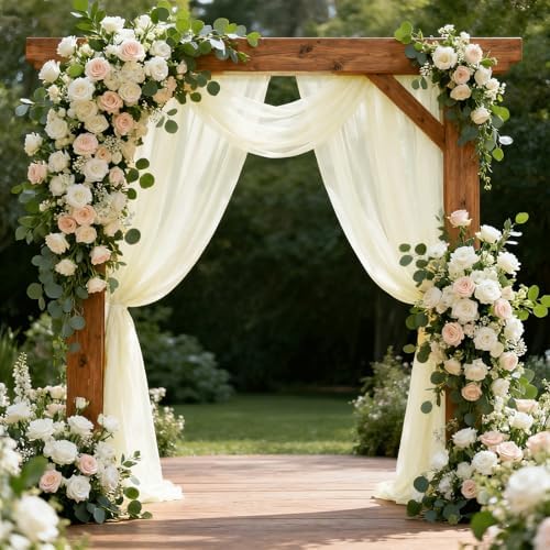 Wedding Arch Draping Fabric 29" x 18 FT Light Yellow Sheer Chiffon Outdoor Curtain Drapes for Wedding Birthday, alternate