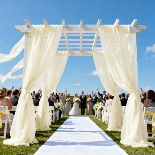 Wedding Arch Draping Fabric 29" x 18 FT Light Yellow Sheer Chiffon Outdoor Curtain Drapes for Wedding Birthday, alternate