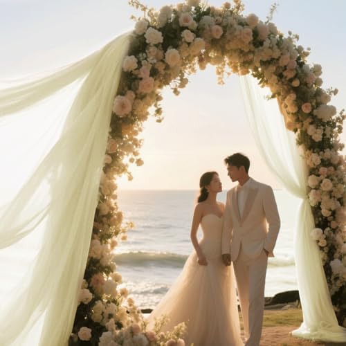 Wedding Arch Draping Fabric 29" x 18 FT Light Yellow Sheer Chiffon Outdoor Curtain Drapes for Wedding Birthday, alternate