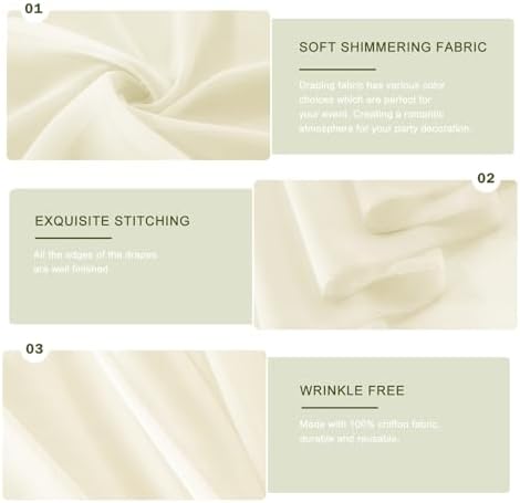 Wedding Arch Draping Fabric 29" x 18 FT Light Yellow Sheer Chiffon Outdoor Curtain Drapes for Wedding Birthday, alternate