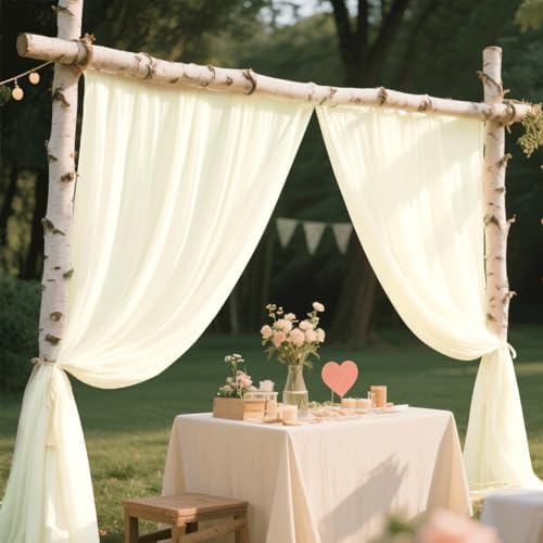 Wedding Arch Draping Fabric 29" x 18 FT Light Yellow Sheer Chiffon Outdoor Curtain Drapes for Wedding Birthday, alternate