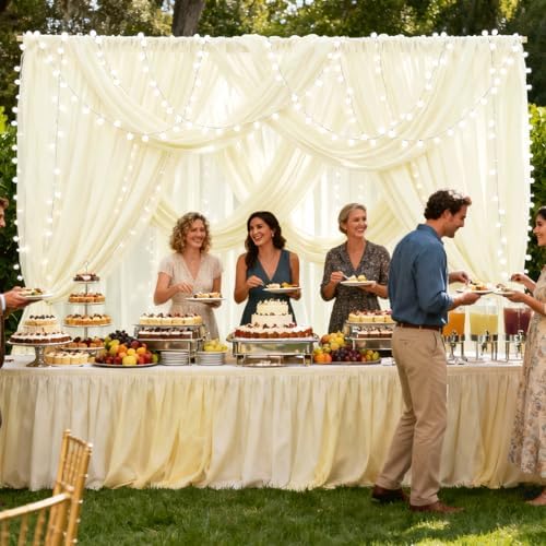 Wedding Arch Draping Fabric 29" x 18 FT Light Yellow Sheer Chiffon Outdoor Curtain Drapes for Wedding Birthday, alternate