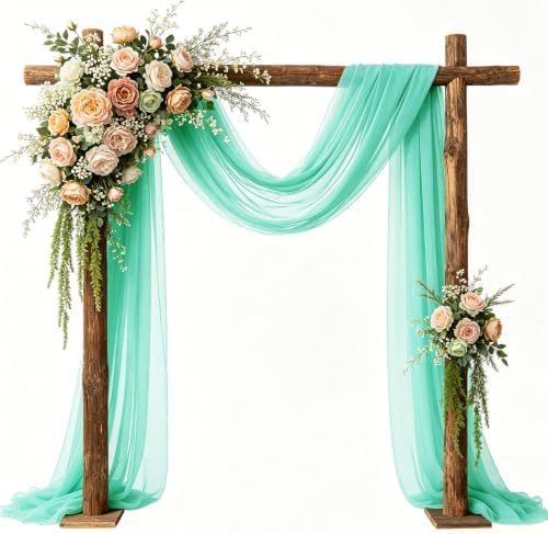 Wedding Arch Draping Fabric 29" x 18 FT Mint Green Sheer Chiffon Outdoor Curtain Drapes for Wedding Birthday