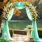 Wedding Arch Draping Fabric 29" x 18 FT Mint Green Sheer Chiffon Outdoor Curtain Drapes for Wedding Birthday, alternate view