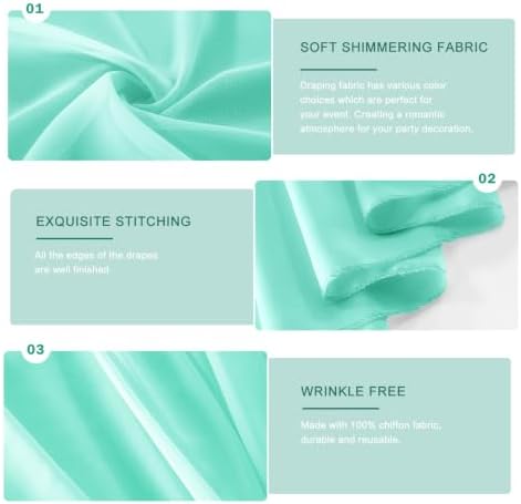 Wedding Arch Draping Fabric 29" x 18 FT Mint Green Sheer Chiffon Outdoor Curtain Drapes for Wedding Birthday, alternate view