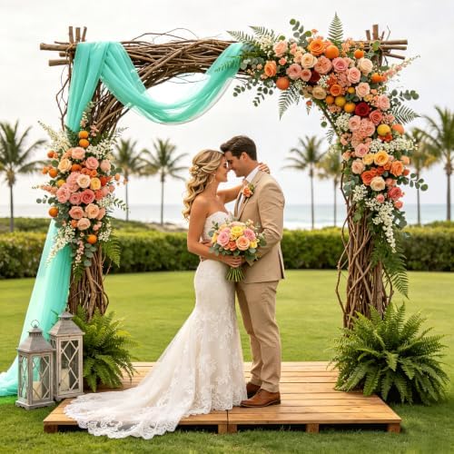 Wedding Arch Draping Fabric 29" x 18 FT Mint Green Sheer Chiffon Outdoor Curtain Drapes for Wedding Birthday, alternate view