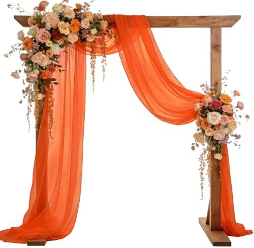 Wedding Arch Draping Fabric 29" x 18 FT Orange Sheer Chiffon Outdoor Curtain Drapes for Wedding Birthday Party