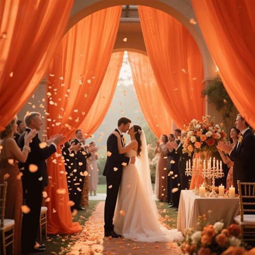 Wedding Arch Draping Fabric 29" x 18 FT Orange Sheer Chiffon Outdoor Curtain Drapes for Wedding Birthday Party, alternate