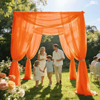 Wedding Arch Draping Fabric 29" x 18 FT Orange Sheer Chiffon Outdoor Curtain Drapes for Wedding Birthday Party, alternate