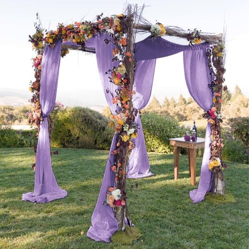 Wedding Arch Draping Fabric 29" x 18 FT Purple Sheer Chiffon Outdoor Curtain Drapes for Wedding Birthday Party, alternate