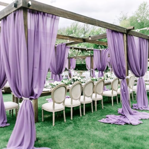 Wedding Arch Draping Fabric 29" x 18 FT Purple Sheer Chiffon Outdoor Curtain Drapes for Wedding Birthday Party, alternate