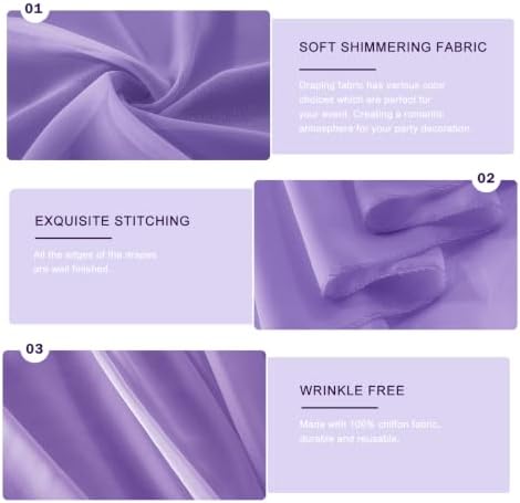 Wedding Arch Draping Fabric 29" x 18 FT Purple Sheer Chiffon Outdoor Curtain Drapes for Wedding Birthday Party, alternate