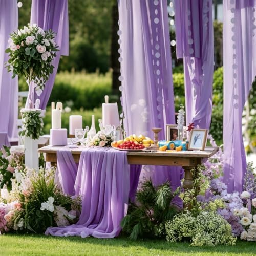 Wedding Arch Draping Fabric 29" x 18 FT Purple Sheer Chiffon Outdoor Curtain Drapes for Wedding Birthday Party, alternate