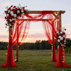 Wedding Arch Draping Fabric 29" x 18 FT Red Sheer Chiffon Outdoor Curtain Drapes for Wedding Birthday Party, alternate view 5