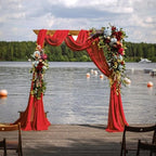 Wedding Arch Draping Fabric 29" x 18 FT Red Sheer Chiffon Outdoor Curtain Drapes for Wedding Birthday Party, alternate view 7