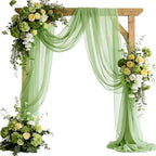 Wedding Arch Draping Fabric 29" x 18 FT Sage Green Sheer Chiffon Outdoor Curtain Drapes for Wedding Birthday