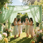 Wedding Arch Draping Fabric 29" x 18 FT Sage Green Sheer Chiffon Outdoor Curtain Drapes for Wedding Birthday, alternate view