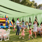 Wedding Arch Draping Fabric 29" x 18 FT Sage Green Sheer Chiffon Outdoor Curtain Drapes for Wedding Birthday, alternate view