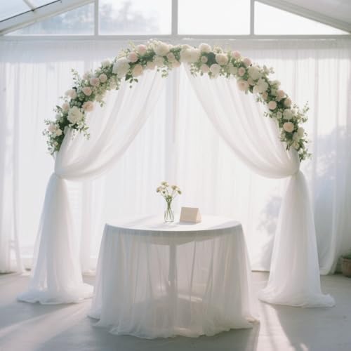 Wedding Arch Draping Fabric 29" x 18 FT White Sheer Chiffon Outdoor Curtain Drapes for Wedding Birthday Party, alternate view
