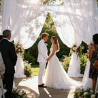 Wedding Arch Draping Fabric 29" x 18 FT White Sheer Chiffon Outdoor Curtain Drapes for Wedding Birthday Party, alternate view